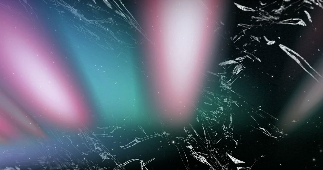 Shattered Glass with Abstract Light Streaks on Dark Background