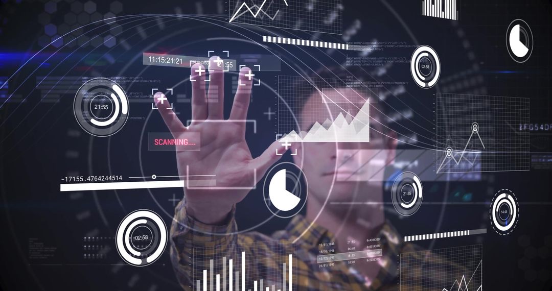 Businessman Interacting with Digital Data Interface Technology