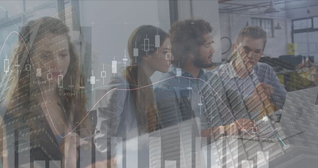 Business Team Collaborating with Financial Technology Analytics