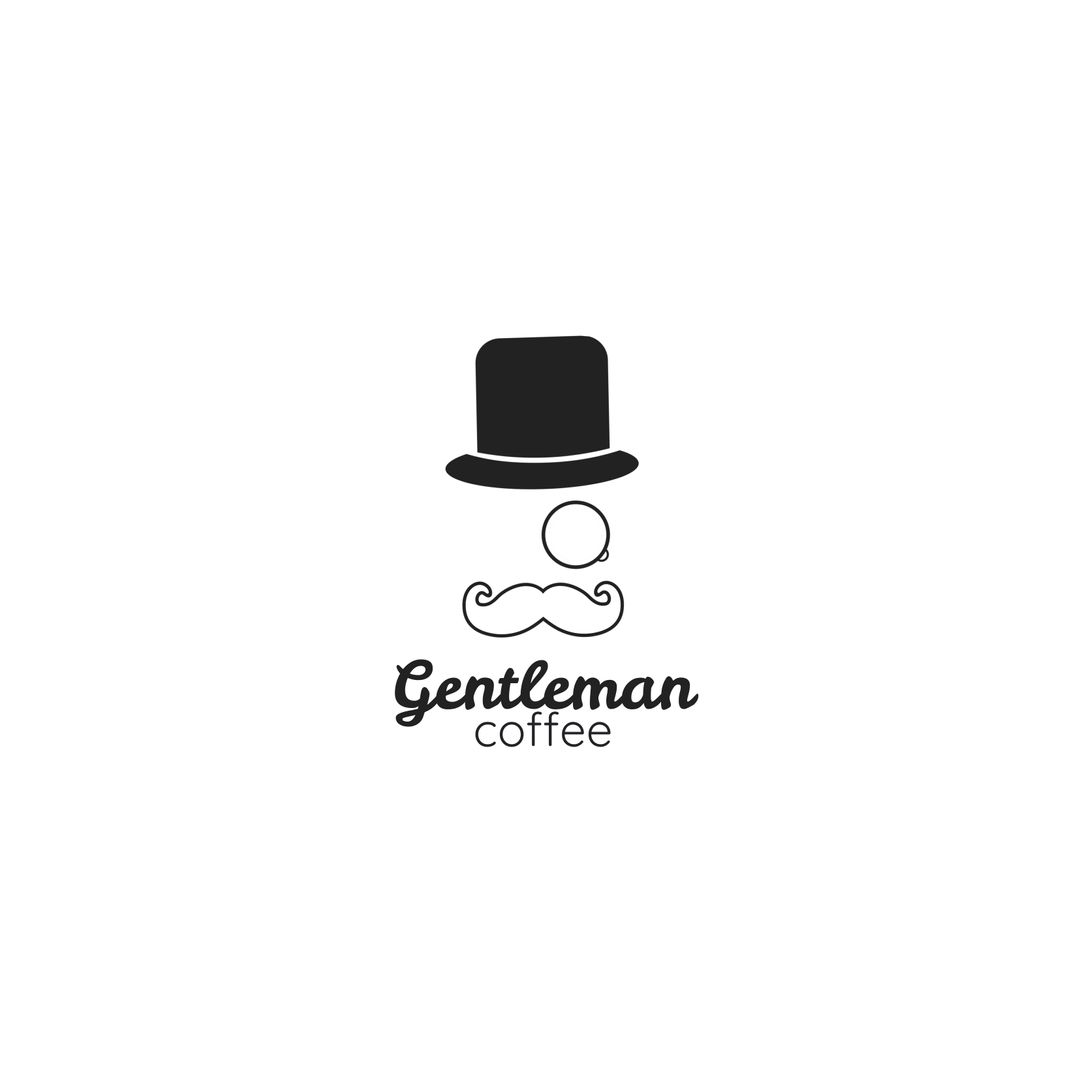 Elegant Top Hat and Mustache Coffee Logo Design