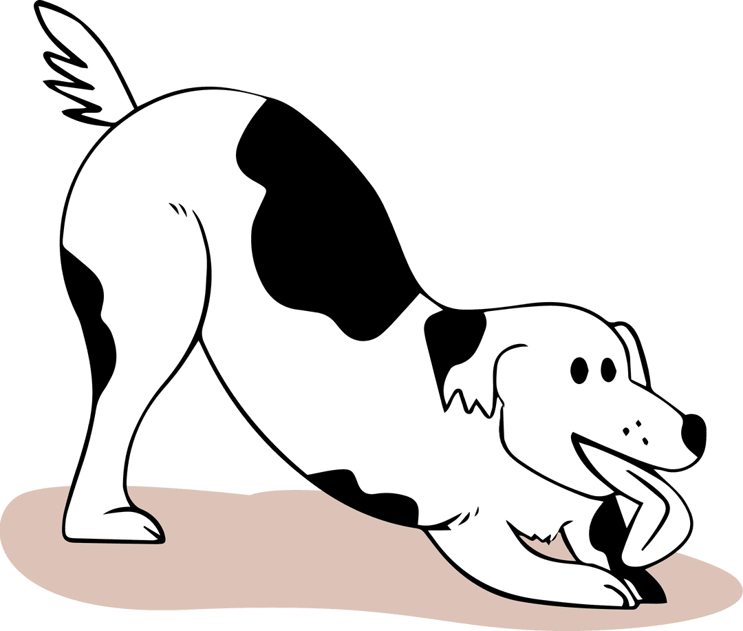 Playful Cartoon Dog Bowing with Bone Toy on Transparent Background