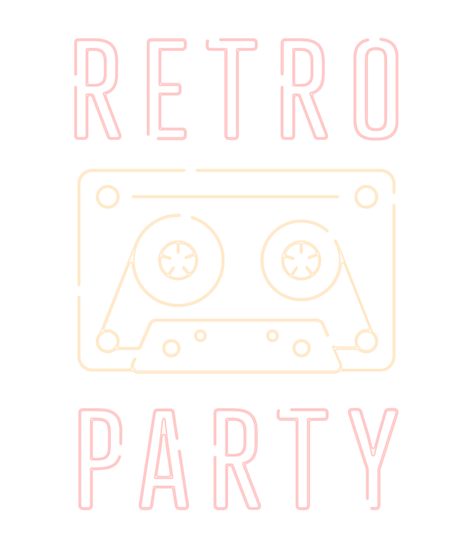 Neon Cassette Tape Retro Party Illustration Transparent Background