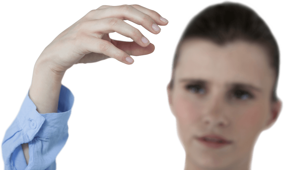 Caucasian Woman's Hand Gesture on Transparent Background