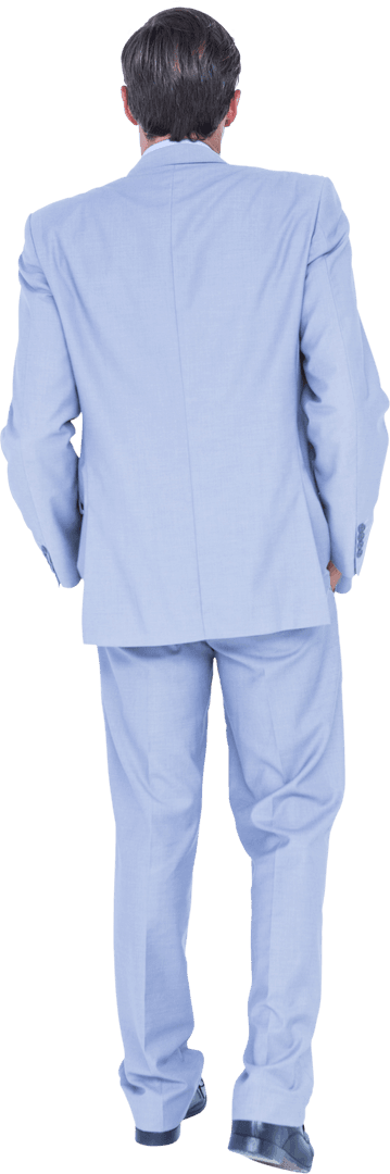 Transparent Background Businessman Walking in Light Blue Suit