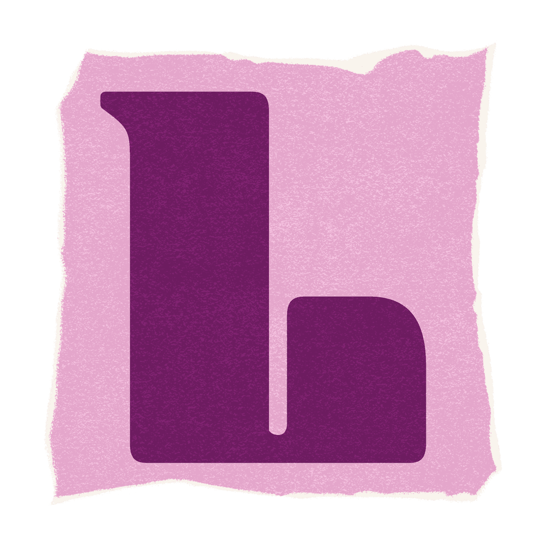 Stylized Letter L on Textured Pink Background, Geometric Transparent Design