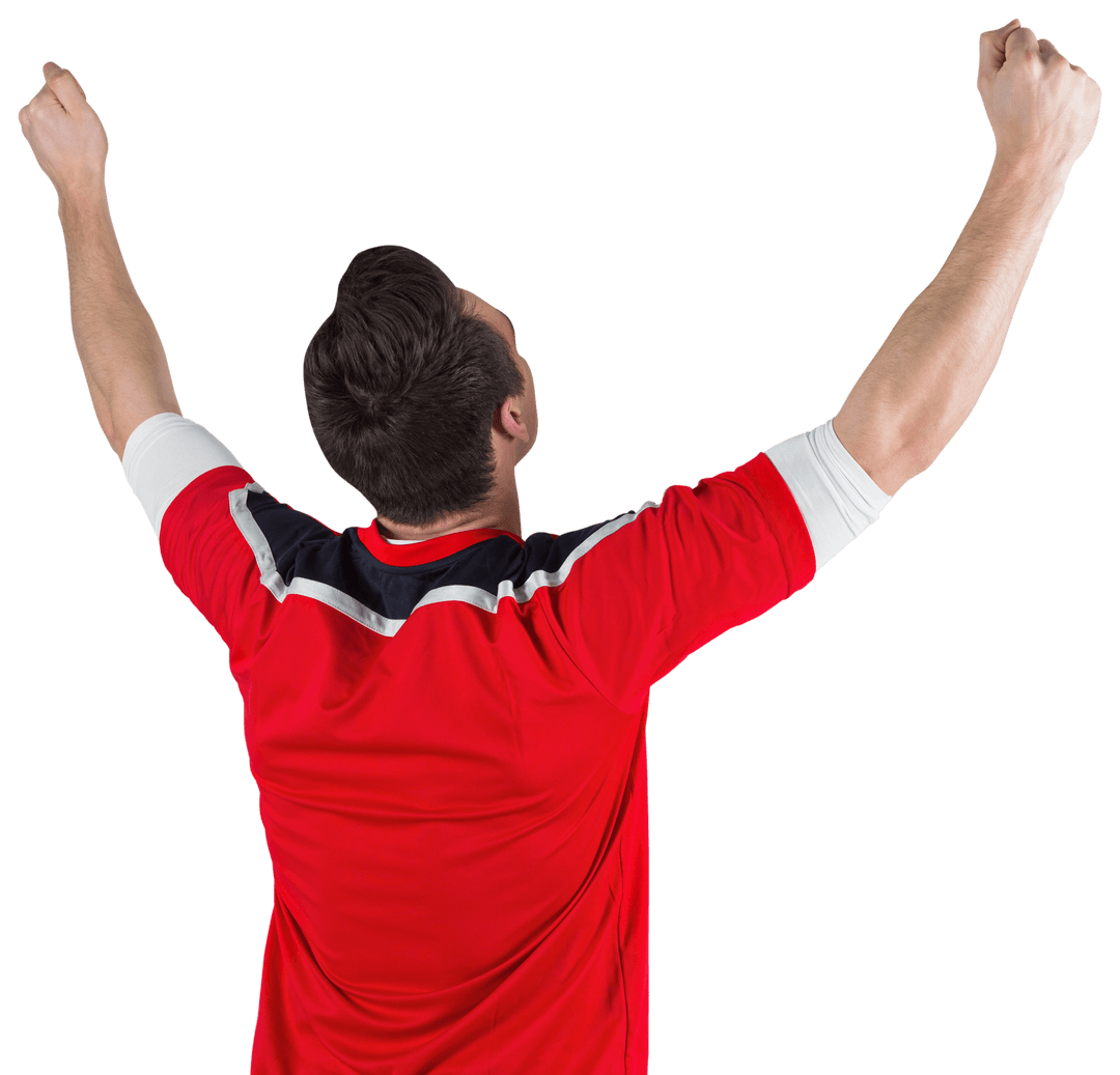 Transparent Cheering Football Fan with Raised Arms