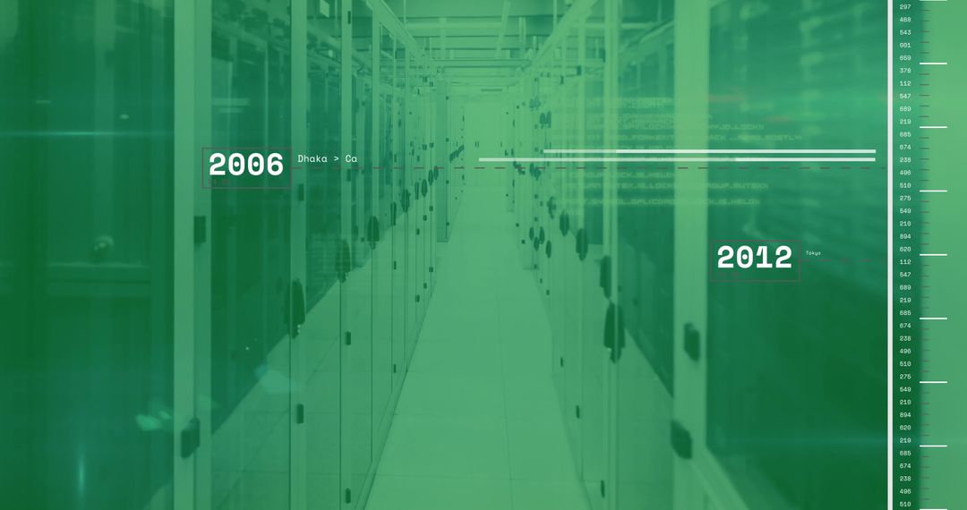 Digital Data Overlay on Modern Server Room