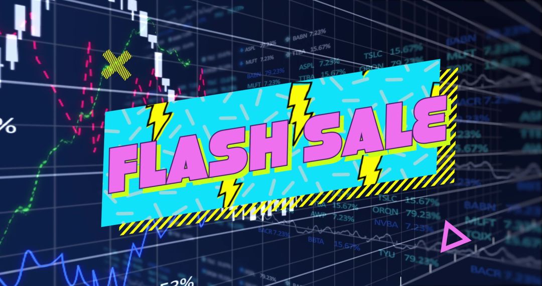 Dynamic Flash Sale Banner with Financial Dashboard Background