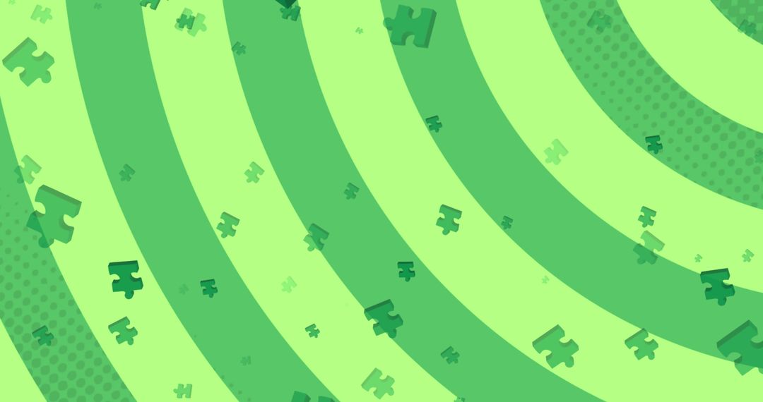 Green Puzzle Pieces on Vibrant Striped Background