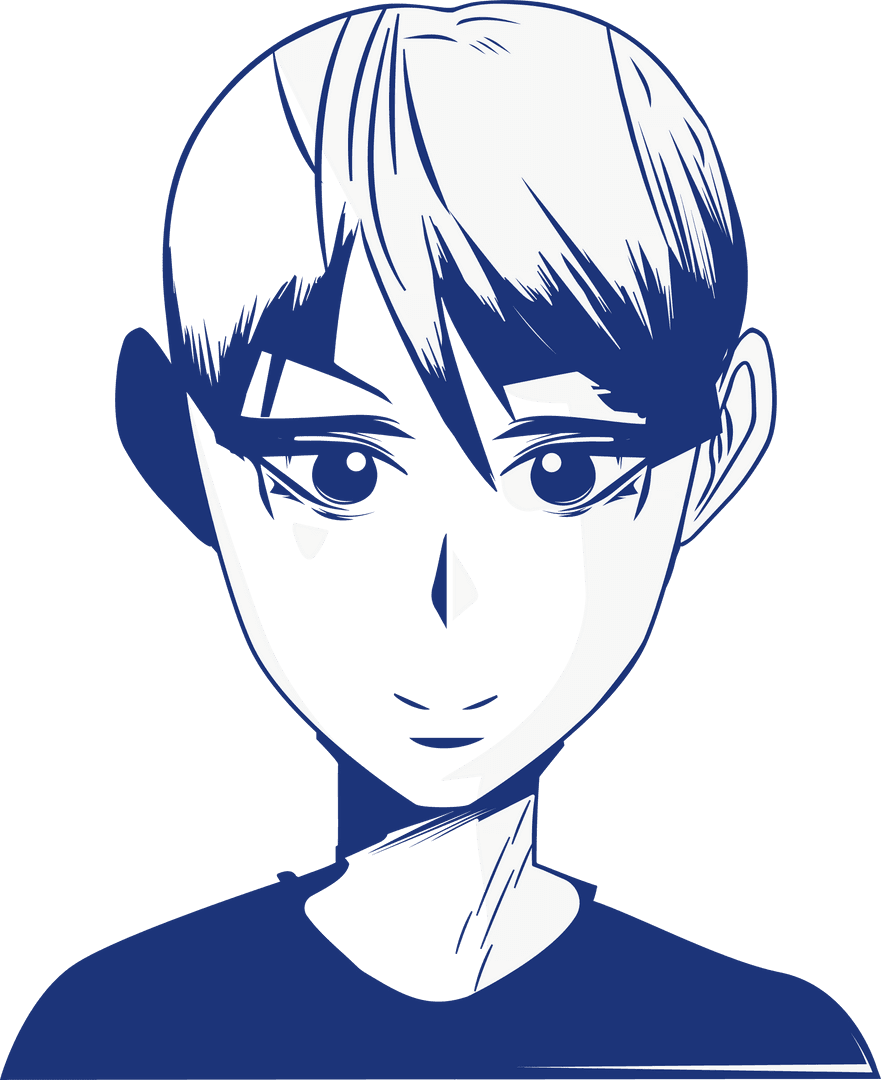 Monochrome Flat Stylized Avatar Design with Transparent Background