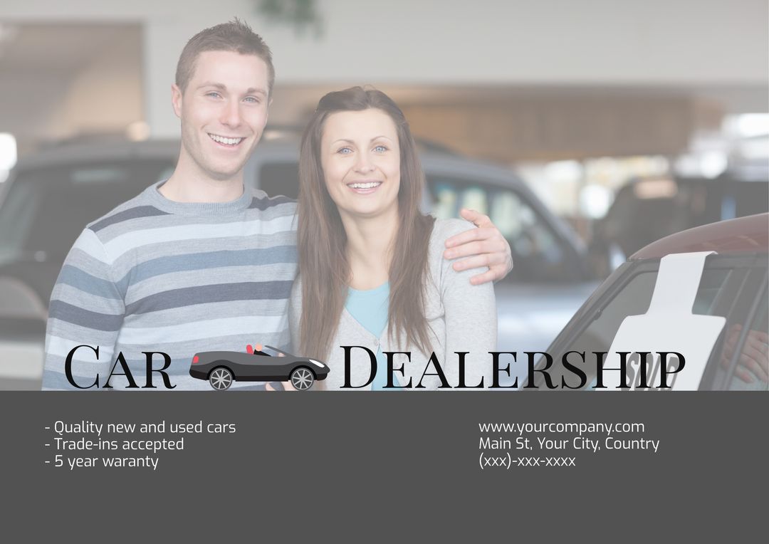 Happy Couple Promoting Car Dealership Business - Download Free Stock Templates Pikwizard.com