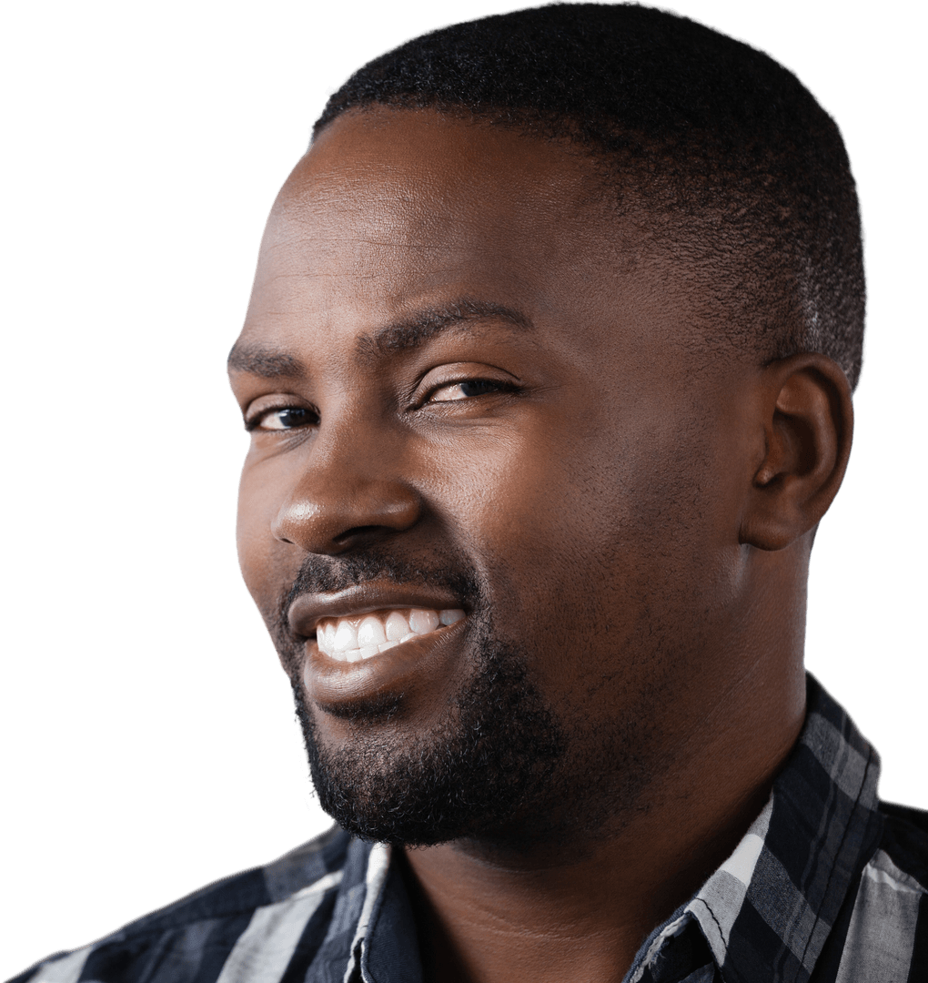 Transparent Portrait Showing Cheerful African American Man Smiling