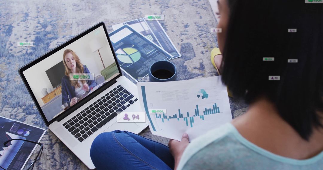 Virtual Business Meeting with Digital Data Analysis Tools