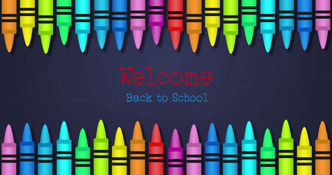 Colorful Crayons Bordering Back to School Welcome Sign