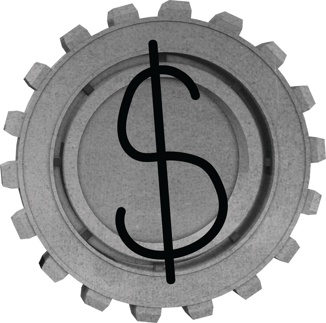 Transparent Cog Wheel with Dollar Sign Symbolizing Industrial Economy