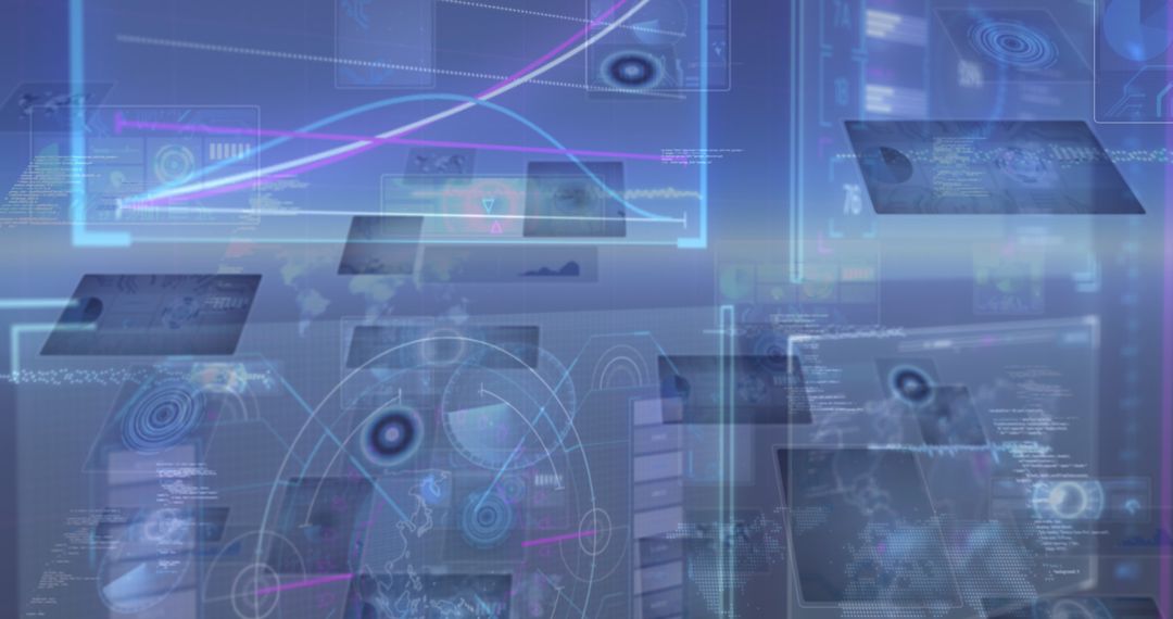 Digital Data Processing with Futuristic Moving Screens Concept