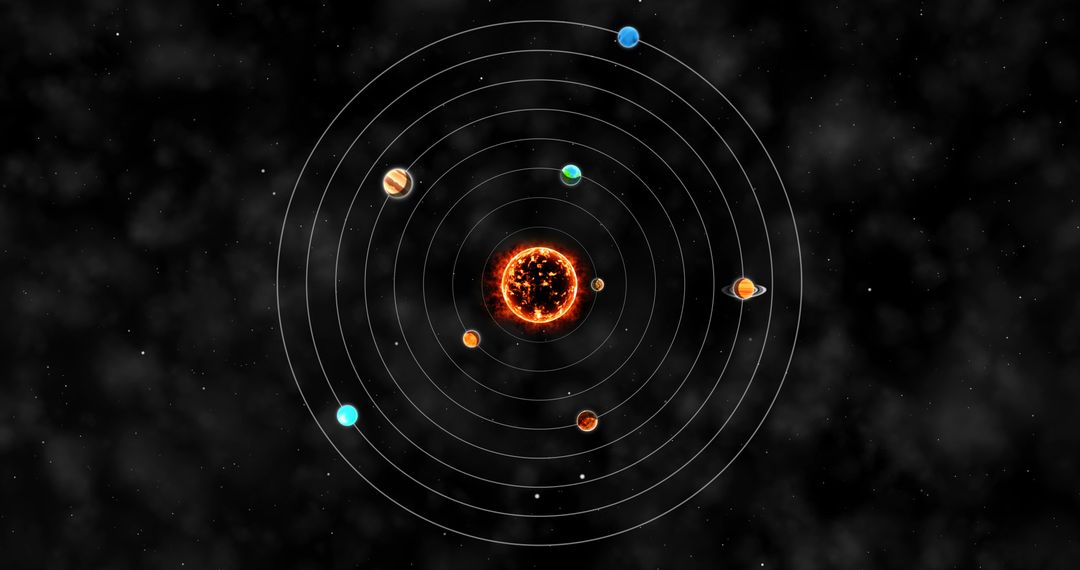 Solar System Diagram with Orbiting Planets