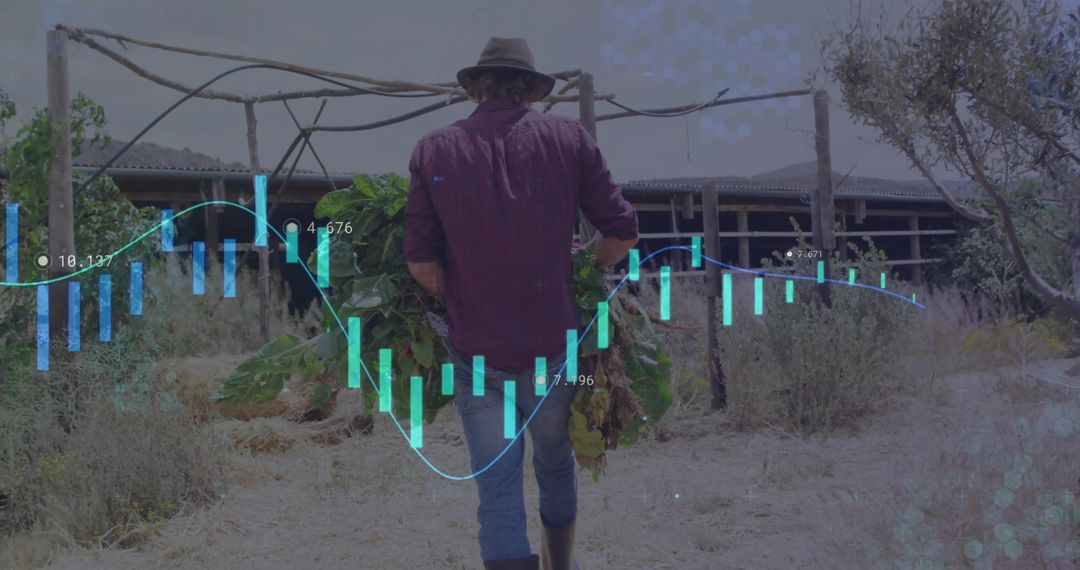 Farmer with Bounty Amidst Technology Visions of Agriculture