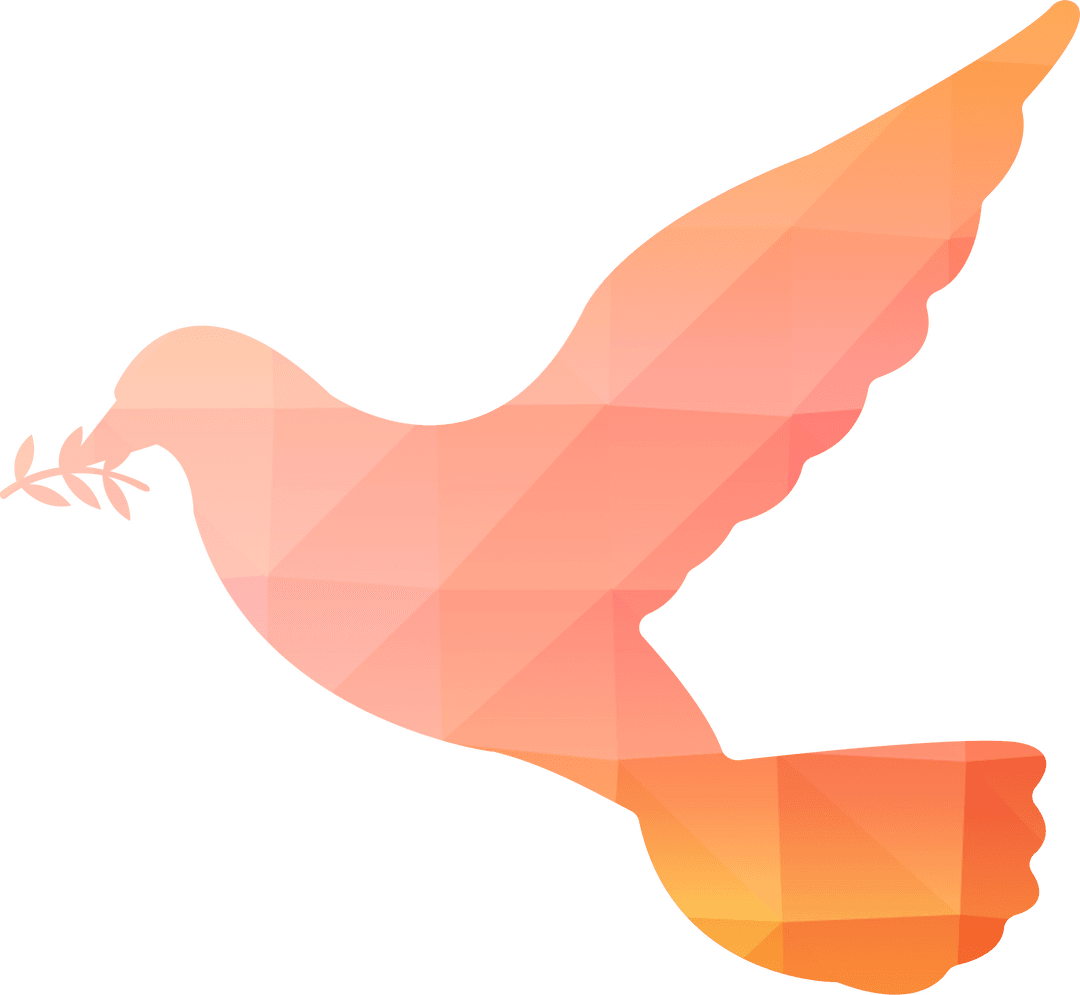 Transparent Polygonal Dove Silhouette Flying