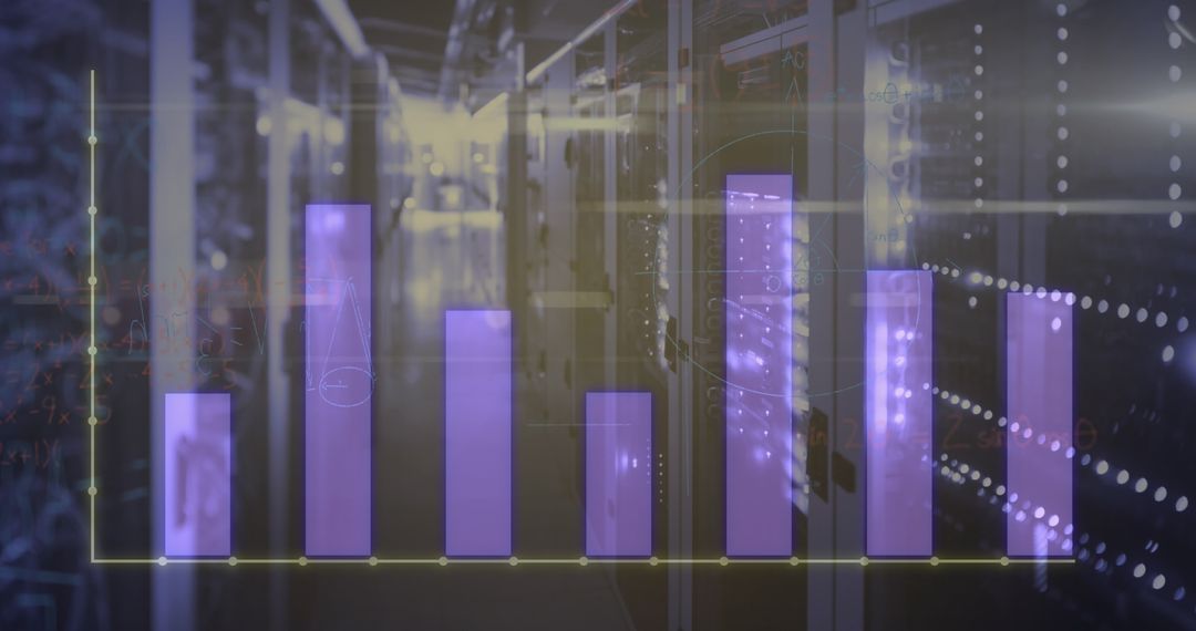 Futuristic Data Analytics Over Blurred Server Racks