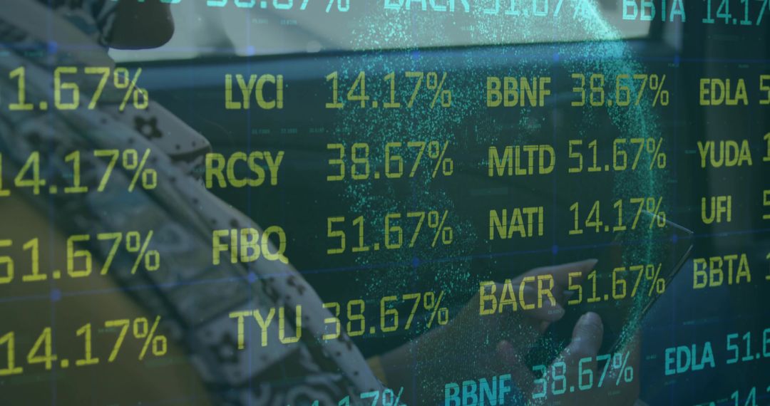 High-Tech Security Operations Center with Stock Metrics Overlay