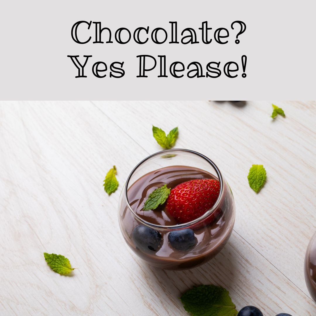 Delicious Chocolate Dessert with Fruit Garnish on Wooden Table