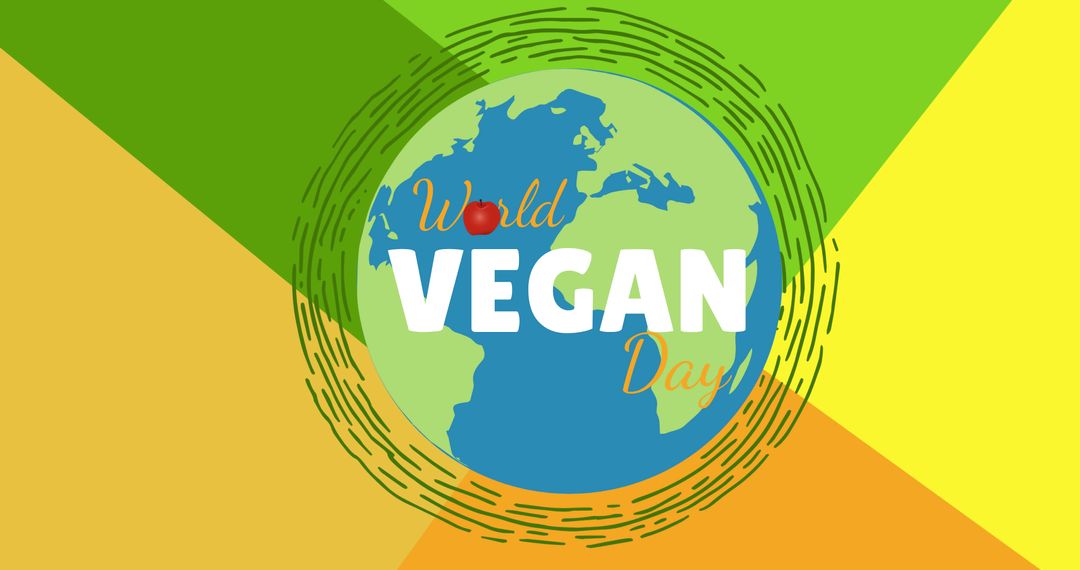 World Vegan Day Celebration with Globe Design and Bold Colors