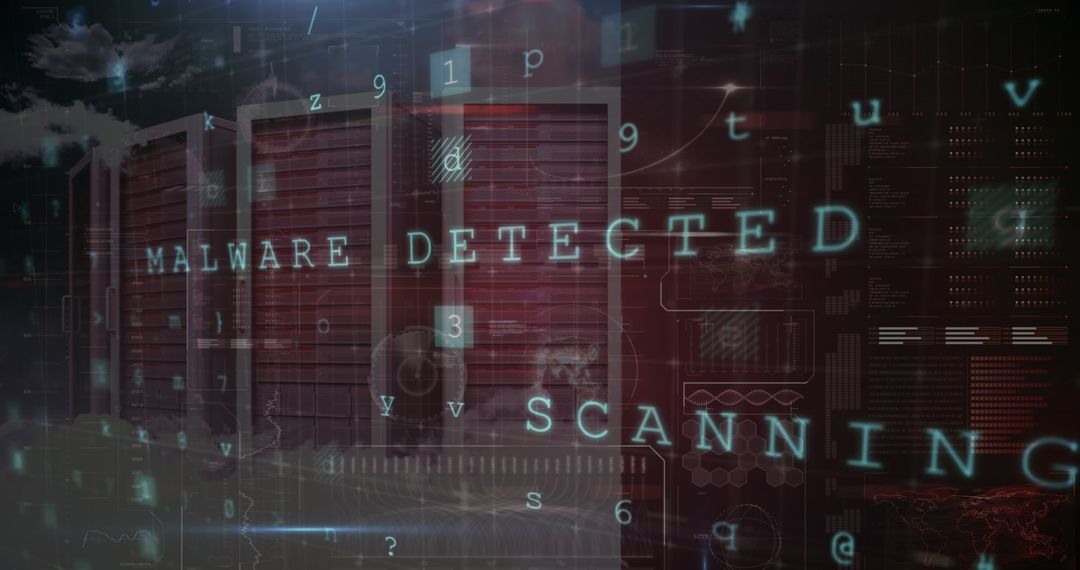 Cybersecurity Alert with Malware Detection Graphic