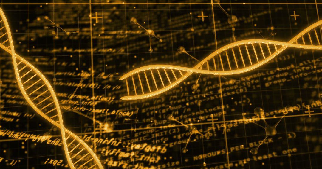 Abstract DNA Strands with Digital Data Overlay