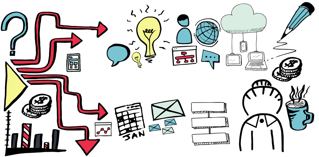 Digital Communication and Connection Diagram on Transparent Background