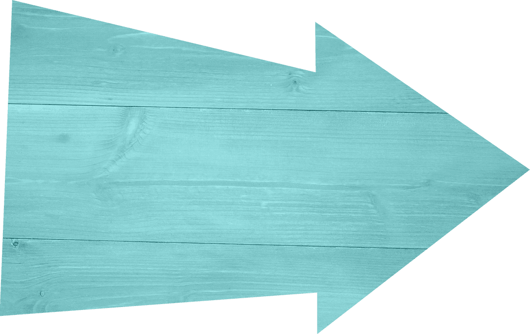 Transparent Turquoise Wooden Arrow Symbol on White Background