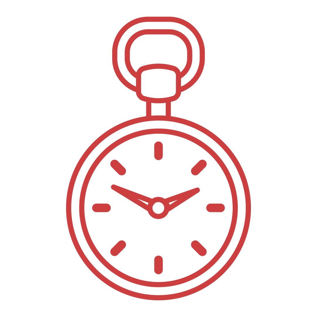 Red Pocket Watch Icon on Transparent Background