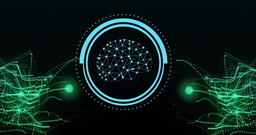 Abstract AI Brain with Digital Network and Data Connection