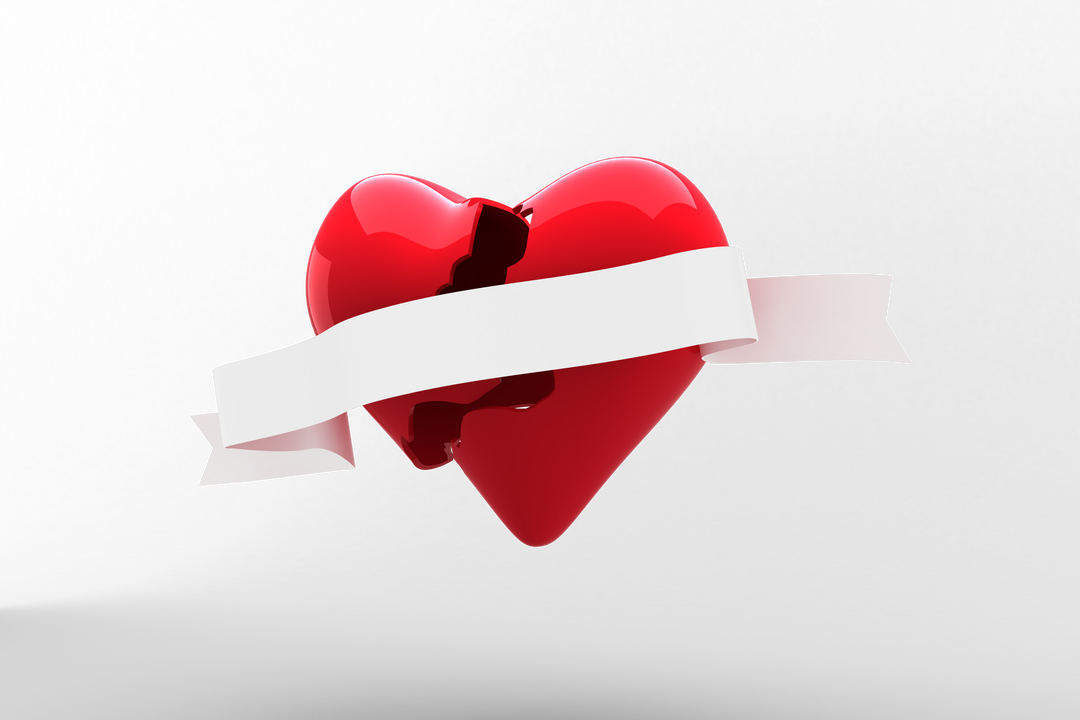 Red Heart with White Ribbon on Transparent Background for Valentine's Day - Download Free Stock Images Pikwizard.com