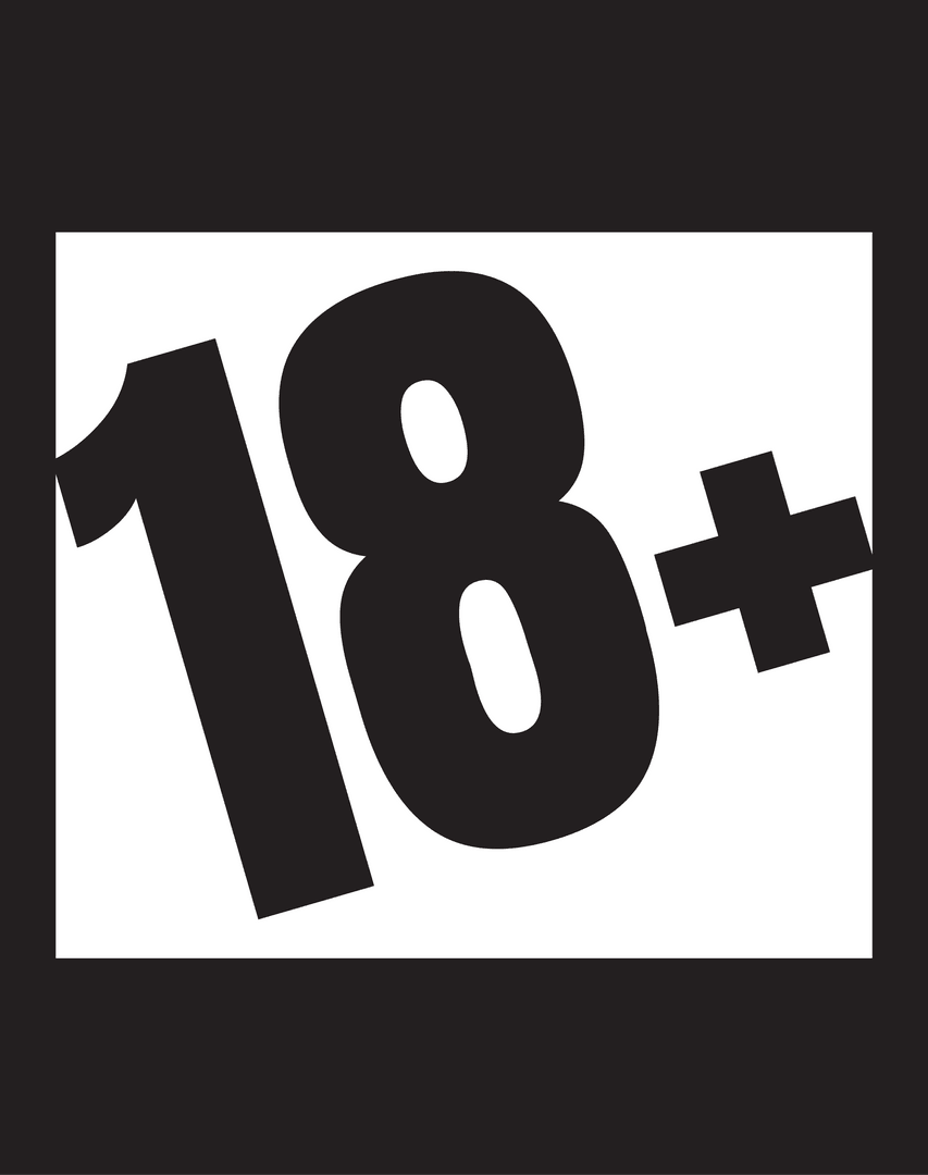 Minimalist Transparent 18+ Warning Label for Adult Content