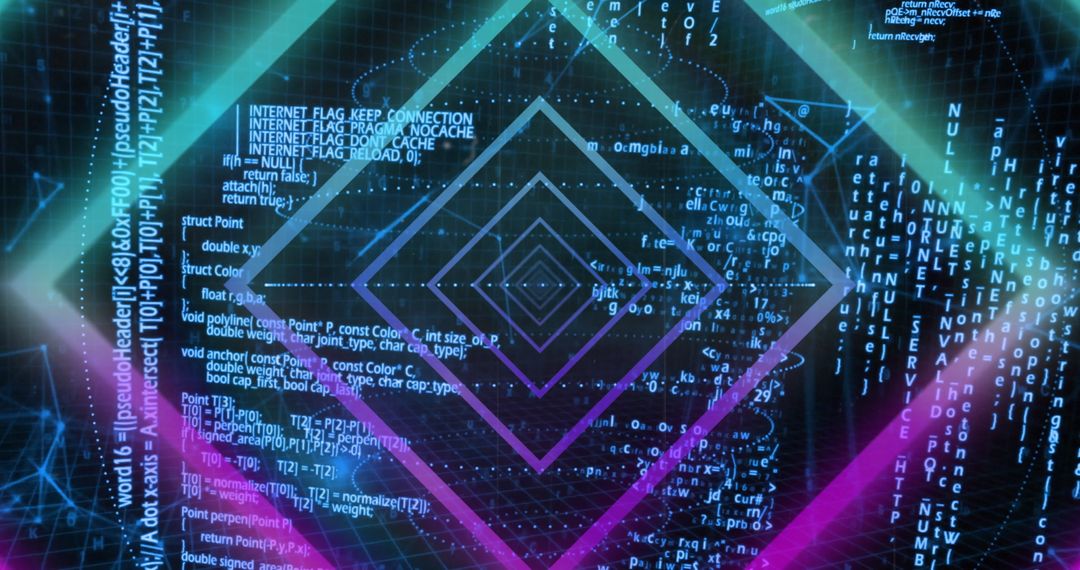 Digital Data and Geometric Shapes Overlapped | Abstract Technology Visualization