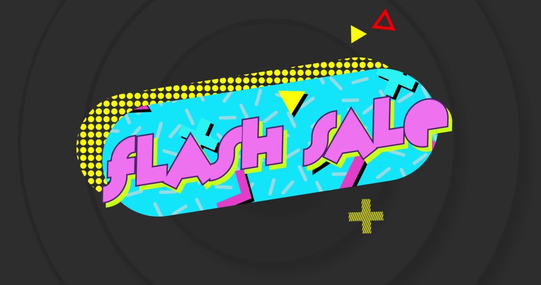 Retro Flash Sale Promotion Design with Abstract Shapes