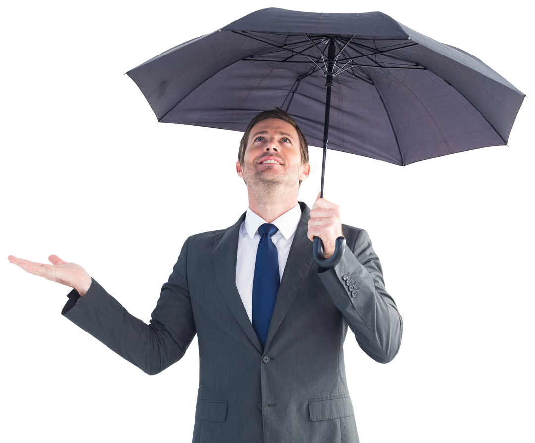 Transparent Businessman Shielding with Black Umbrella in Suit - Download Free Stock Images Pikwizard.com