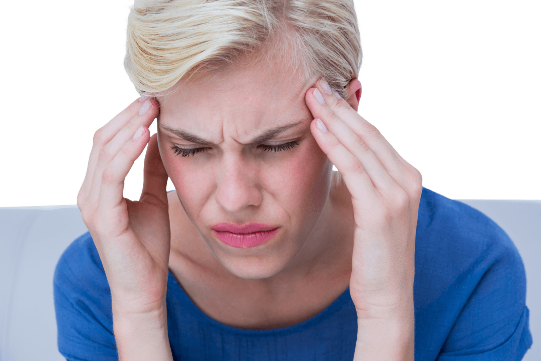 Transparent Background of Woman Experiencing Headache