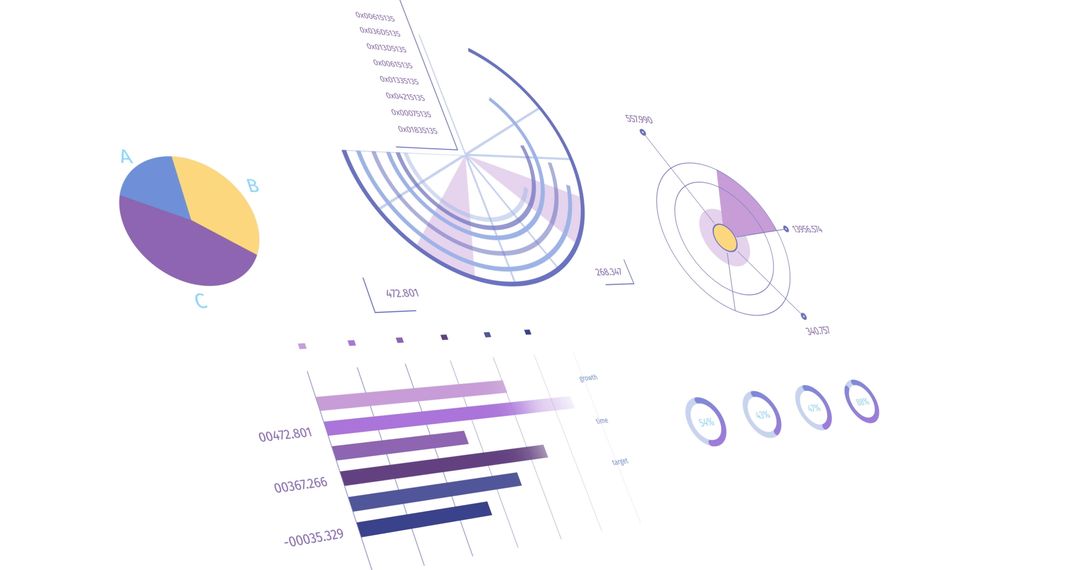 Abstract Financial Graphs and Statistics on White Background