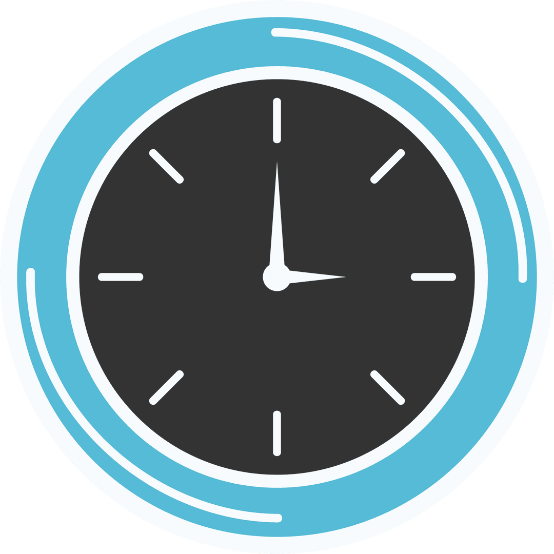 Stylish Clock Icon with Blue Frame on Transparent Background
