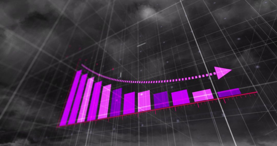 Rising Chart Overlay on Stormy Skies Symbolizing Turbulent Growth
