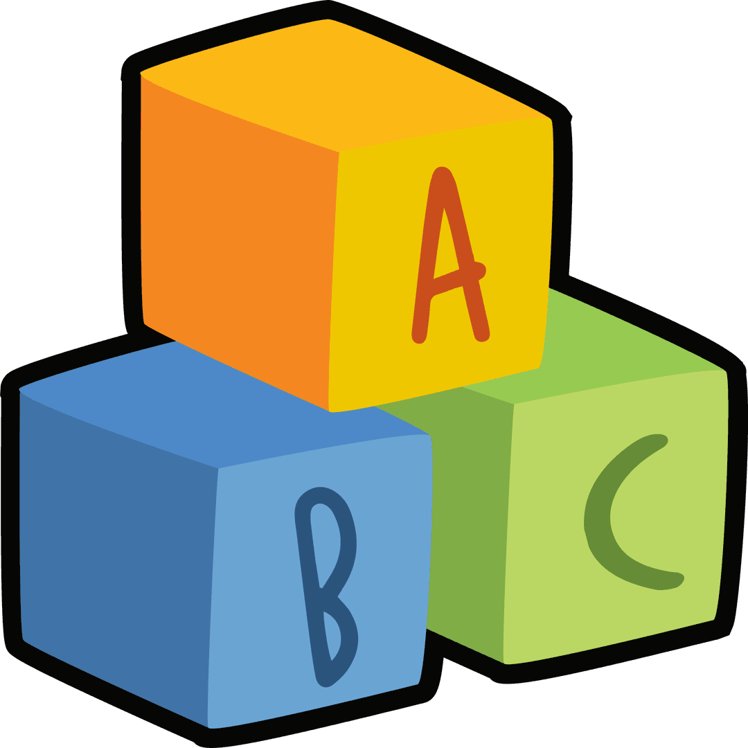 Colorful ABC Blocks for Children's Educational Use, Transparent Background