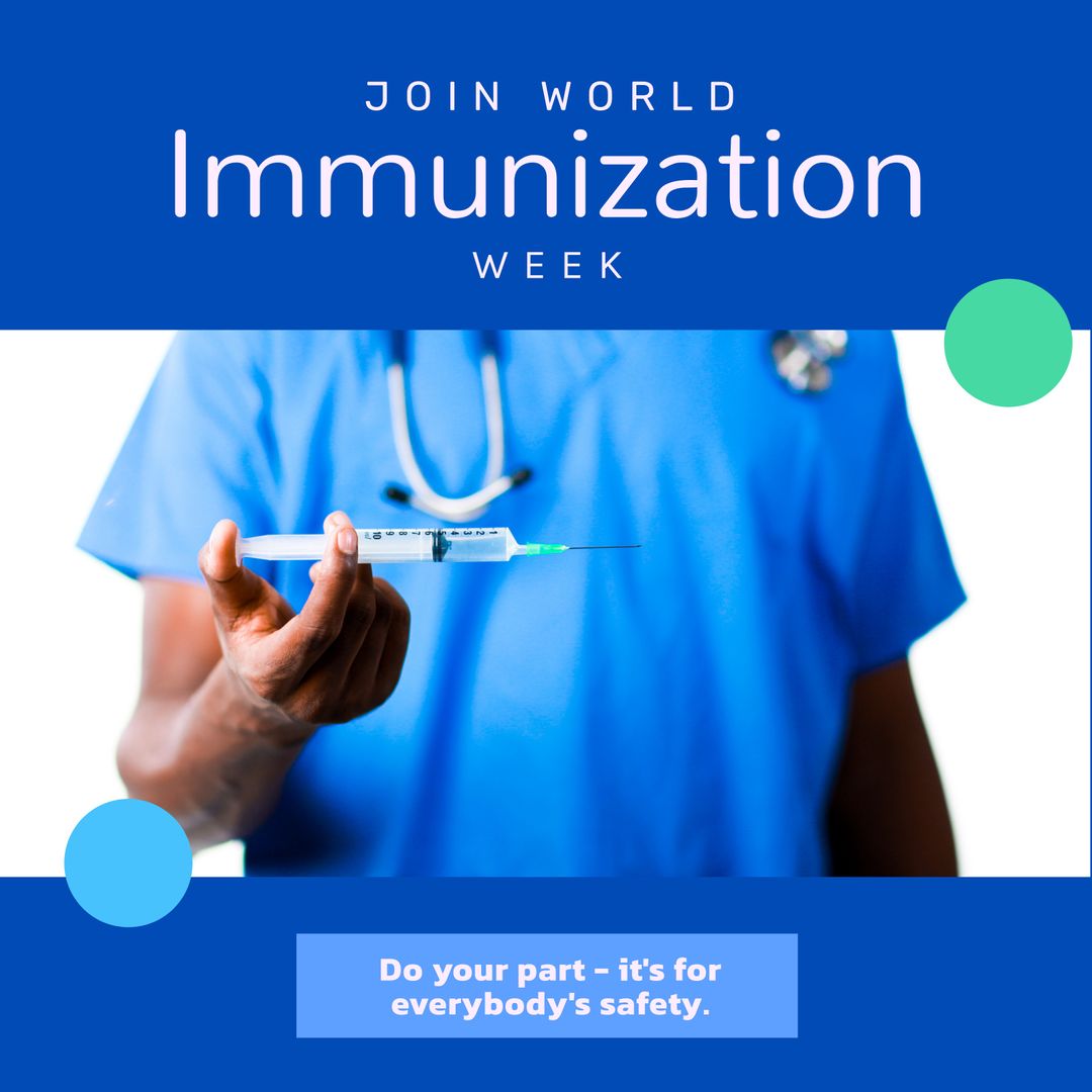 World Immunization Week Poster with Doctor Holding Syringe - Download Free Stock Templates Pikwizard.com