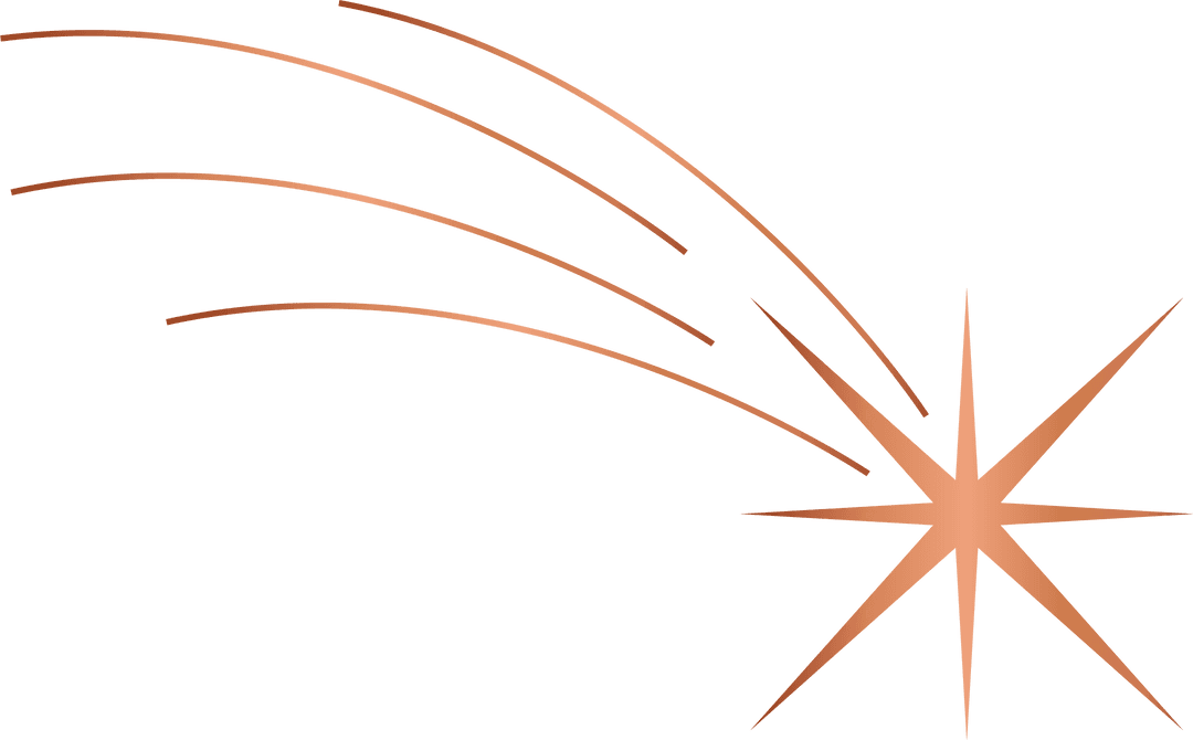 Minimalist Peach Eight-Pointed Shooting Star Design on Transparent Background