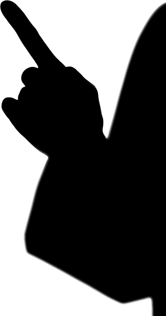 Silhouette of Pointing Hand Transparent Background Digital Illustration