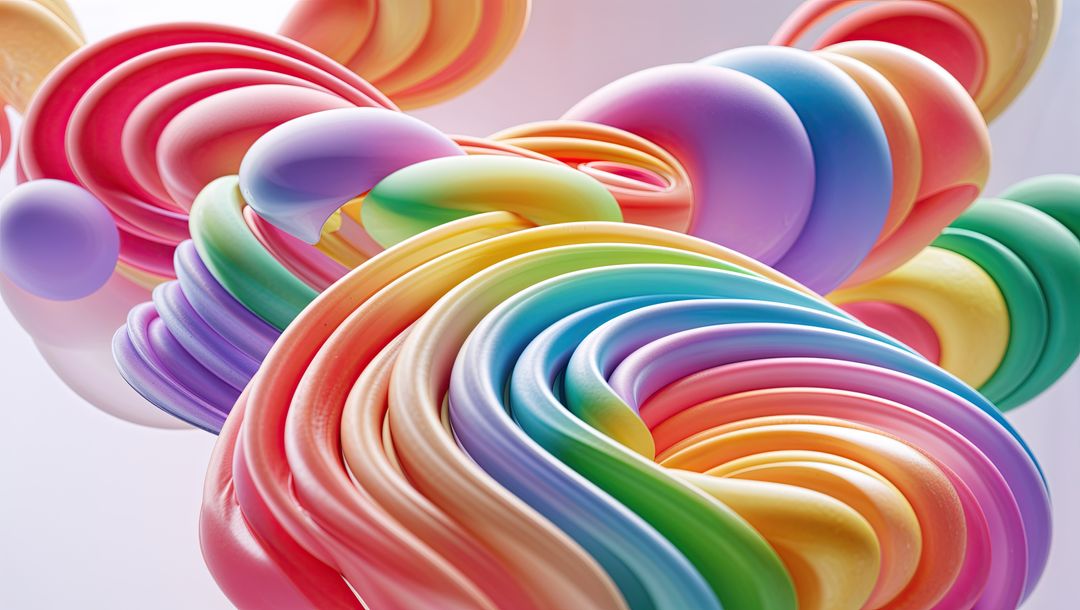 Vibrant Abstract Swirling Tubular Ribbons in Pastel Space