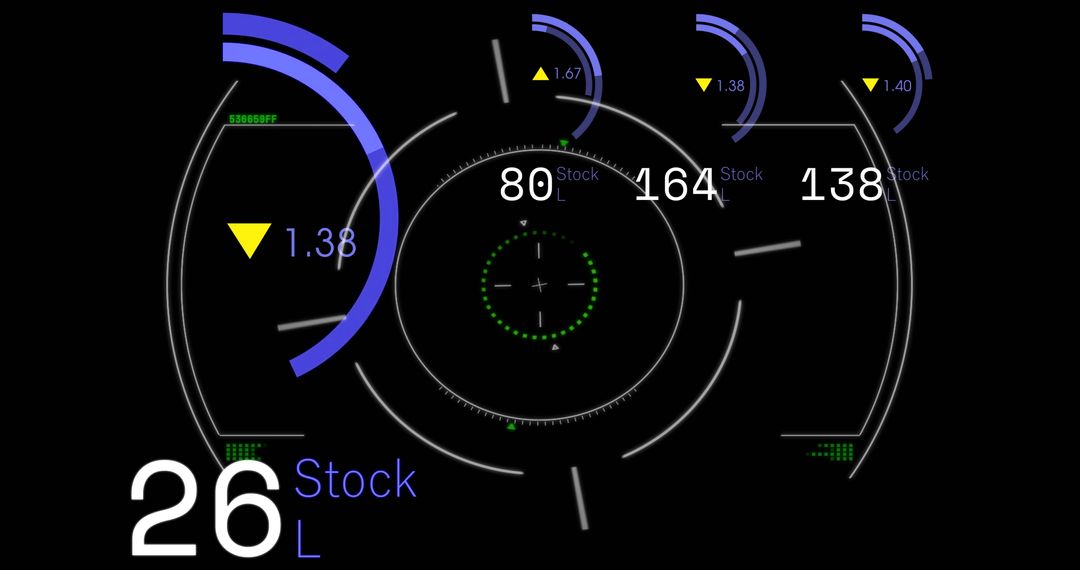 Futuristic Digital Dashboard with Circular Charts