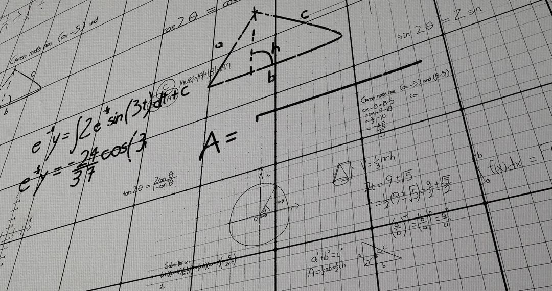 Abstract Math Equations on Graph Paper Background