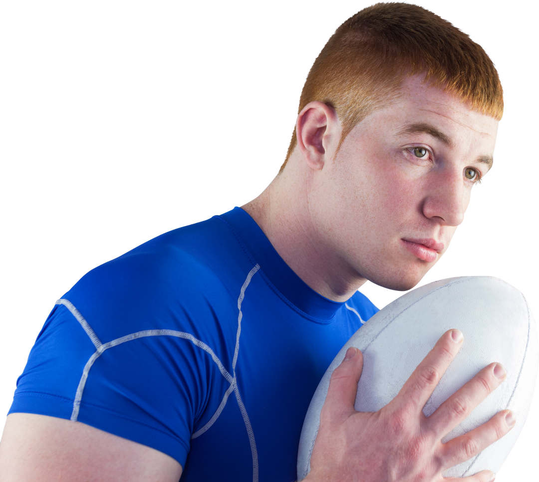 Young Male Rugby Player Holding Ball on Transparent Background - Download Free Stock Images Pikwizard.com